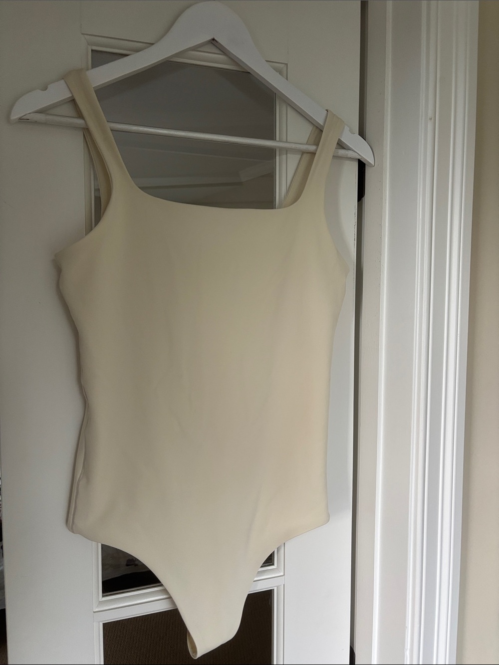 Athleta Cream Square-Neck Bodysuit